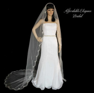 Beaded Embroidery Cathedral Length Wedding Veil V3110C Beaded Embroidery Cathedral Length Wedding Veil V3110C