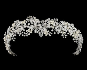 Lavish Ivory Pearl and Crystal Elastic Back Wedding Headband Lavish Ivory Pearl and Crystal Elastic Back Wedding Headband