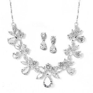 Silver Plated CZ Bridal Jewelry Set 578S Silver Plated CZ Bridal Jewelry Set 578S