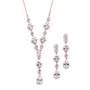 Glamorous Rose Gold Plated CZ Wedding Jewelry Set Glamorous Rose Gold Plated CZ Wedding Jewelry Set