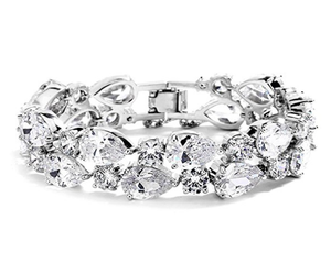 Silver Plated Bold CZ Crystal Wedding Bracelet Silver Plated Bold CZ Crystal Wedding Bracelet