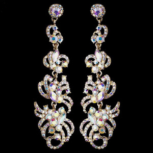 Gold AB Rhinestone Drop Wedding and Formal Earrings Gold AB Rhinestone Drop Wedding and Formal Earrings