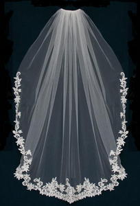 Dramatic Scallop Lace Royal Cathedral Wedding Veil CF237