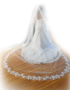 165" Lace Regal Cathedral Wedding Veil Elena Designs E1212 165" Lace Regal Cathedral Wedding Veil Elena Designs E1212