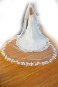165" Lace Regal Cathedral Wedding Veil Elena Designs E1212