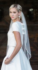 Beaded Edge Fingertip Wedding Veil Envogue V1993SF Beaded Edge Fingertip Wedding Veil Envogue V1993SF