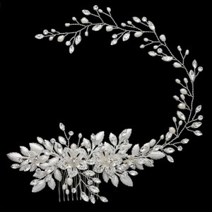 Pearl and Rhinestone Hair Garland Vine Wedding Headpiece Pearl and Rhinestone Hair Garland Vine Wedding Headpiece