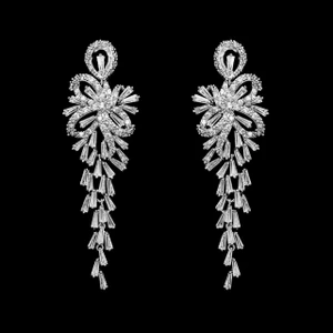 Stunning Silver orGold Plated CZ Chandelier Bridal Earrings