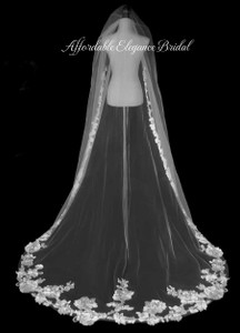 Elegant Beaded Lace Cathedral Wedding Veil with Rhinestones Elegant Beaded Lace Cathedral Wedding Veil with Rhinestones