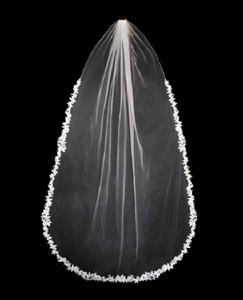 Beaded Partial Lace Edge Cathedral Wedding Veil