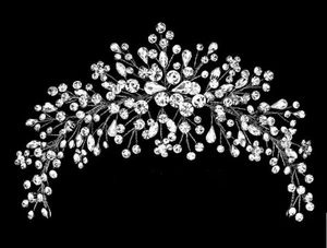 Rhinestone Spray Wedding Headpiece in Silver