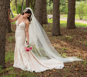 Two Layer Circular Fold Over Cathedral Wedding Veil Two Layer Circular Fold Over Cathedral Wedding Veil