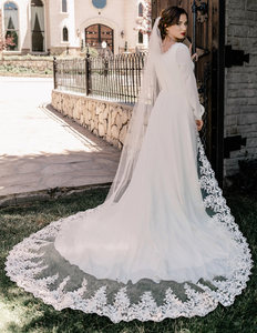 Royal Cathedral Wedding Veil with Beaded Lace Edge CF280