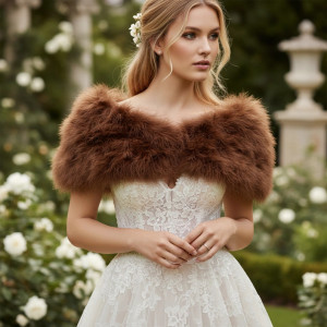 Chocolate Brown Vintage Inspired Marabou Feather Bridal Stole Wrap