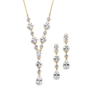 Glamorous Rose Gold Plated CZ Wedding Jewelry Set