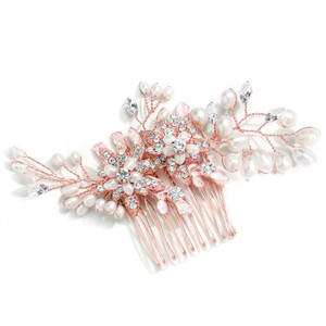Rose Gold Crystal and Pearl Bridal Hair Comb Rose Gold Crystal and Pearl Bridal Hair Comb