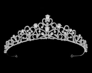 1 1/2" Teardrop Rhinestone Bridal Tiara in Silver Plating 1 1/2" Teardrop Rhinestone Bridal Tiara in Silver Plating