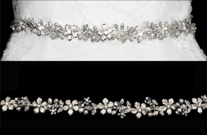Full Circle Freshwater Pearl and Crystal Floral Wedding Dress Belt Full Circle Freshwater Pearl and Crystal Floral Wedding Dress Belt