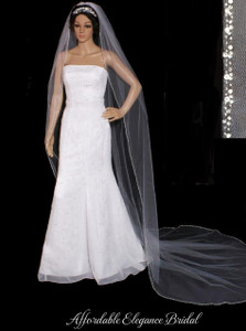 Regal Cathedral Wedding Veil with Beaded Pearl Edge 144" Regal Cathedral Wedding Veil with Beaded Pearl Edge 144"