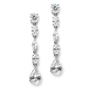 Linear CZ Silver Plated Wedding and Prom Earrings Linear CZ Silver Plated Wedding and Prom Earrings