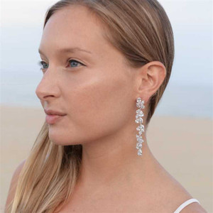 Dramatic 3" Long 5A CZ Silver Plated Wedding and Prom Earrings Dramatic 3" Long 5A CZ Silver Plated Wedding and Prom Earrings
