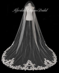 Beaded Alencon Lace Royal Cathedral Wedding Veil V3241 Beaded Alencon Lace Royal Cathedral Wedding Veil V3241