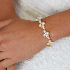 Freshwater Pearl and CZ Gold Plated Bridal Bracelet