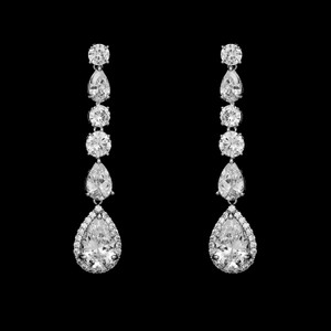 CZ Drop Wedding and Formal Earrings in Silver or Gold CZ Drop Wedding and Formal Earrings in Silver or Gold