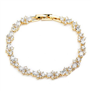 14K Gold CZ Cluster Wedding and Formal Bracelet 14K Gold CZ Cluster Wedding and Formal Bracelet