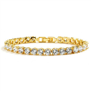 Petite 14K Gold Plated CZ Wedding or Prom Tennis Bracelet Petite 14K Gold Plated CZ Wedding or Prom Tennis Bracelet
