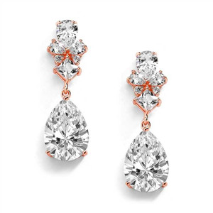 Rose Gold Teardrop Cubic Zirconia Wedding and Prom Earrings Rose Gold Teardrop Cubic Zirconia Wedding and Prom Earrings