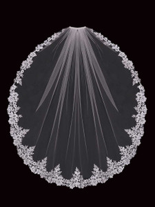 Cathedral Wedding Veil with Silver Leaf Edge Envogue V2383C