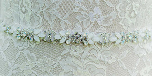 White Opal and Rhinestone Wedding Belt Envogue BT2078 White Opal and Rhinestone Wedding Belt Envogue BT2078