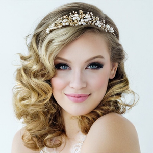 Floral Pearl and Crystal 14K Gold Plated Wedding Tiara Floral Pearl and Crystal 14K Gold Plated Wedding Tiara