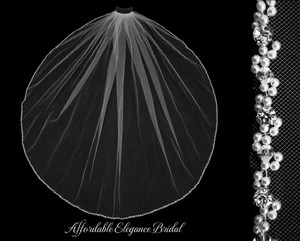 Pearl, Crystal and Rhinestone Beaded Fingertip Wedding Veil V3261