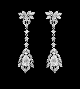 Sterling Silver Cubic Zirconia Drop Wedding and Formal Earrings Sterling Silver Cubic Zirconia Drop Wedding and Formal Earrings