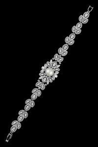 Exquisite Pearl and CZ Wedding Bracelet b40561 Exquisite Pearl and CZ Wedding Bracelet b40561