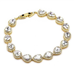 Exquisite 14K Gold Plated CZ Framed Pears Wedding Bracelet Exquisite 14K Gold Plated CZ Framed Pears Wedding Bracelet