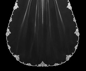 Regal Cathedral Beaded Floral Vine Lace Extra Width Wedding Veil Regal Cathedral Beaded Floral Vine Lace Extra Width Wedding Veil