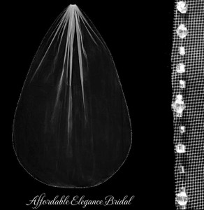 Cathedral Wedding Veil with Delicate Crystal Beaded Edge Cathedral Wedding Veil with Delicate Crystal Beaded Edge