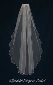 Beaded Cathedral Wedding Veil with Wavy Crystal Edge Beaded Cathedral Wedding Veil with Wavy Crystal Edge