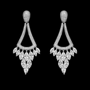 Unique Marquise CZ Wedding Earrings in Silver or Gold Plating Unique Marquise CZ Wedding Earrings in Silver or Gold Plating