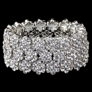 Silver Floral Crystal Stretch Rhinestone Wedding Bracelet Silver Floral Crystal Stretch Rhinestone Wedding Bracelet