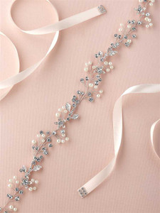 Crystal, Rhinestone & Pearl Bridal Belt Style: Miami, 17 inches, Rose - The  Last Minute Bride