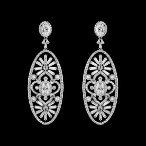 2 3/4" Long Cubic Zirconia Wedding and Formal Earrings E3960 2 3/4" Long Cubic Zirconia Wedding and Formal Earrings E3960