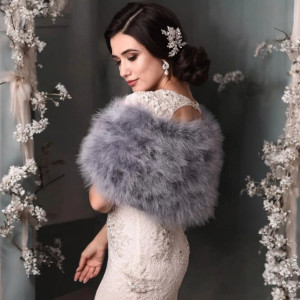 Grey Vintage Inspired Marabou Feather Bridal Stole Wrap Grey Vintage Inspired Marabou Feather Bridal Stole Wrap