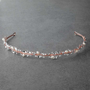 Rose Gold Freshwater Pearl and Crystal Bridal Headband Rose Gold Freshwater Pearl and Crystal Bridal Headband