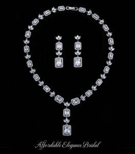AAAAA CZ Platinum Plated Wedding and Formal Jewelry Set AAAAA CZ Platinum Plated Wedding and Formal Jewelry Set