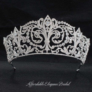 Grand Fleur-de-Lis CZ Royal Replica Wedding Tiara Grand Fleur-de-Lis CZ Royal Replica Wedding Tiara