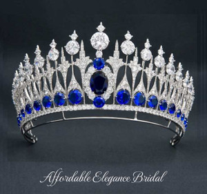 Dutch Sapphire Blue CZ Royal Replica Wedding Tiara Dutch Sapphire Blue CZ Royal Replica Wedding Tiara